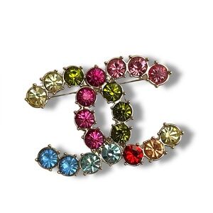 Chanel Colorful Rhinestone Crystal Brooch